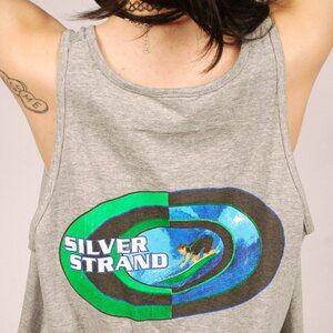 90s Surf Tank (M) medium Silver Strand grey vintage surfer t-shirt top baggy